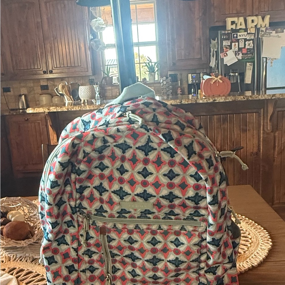 Vera Bradley Geometric Pink and Blue Backpack